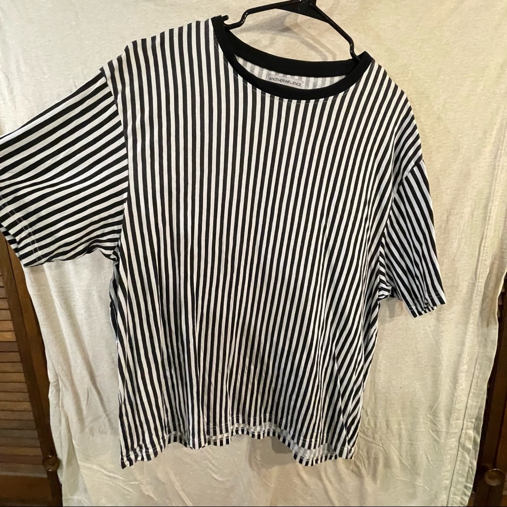 Black and White Vertical Stripe Shirt